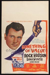 3e927 SOMETHING OF VALUE WC '57 Rock Hudson & Wynter, filmed under military protection in Africa!