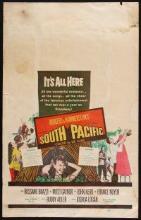 3e929 SOUTH PACIFIC WC '59 Rossano Brazzi, Mitzi Gaynor, Rodgers & Hammerstein musical!
