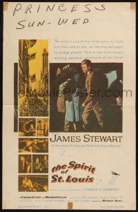 3e933 SPIRIT OF ST. LOUIS WC '57 James Stewart as aviator Charles Lindbergh, Billy Wilder