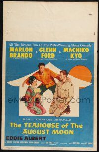 3e947 TEAHOUSE OF THE AUGUST MOON WC '56 art of Asian Marlon Brando, Glenn Ford & Machiko Kyo!