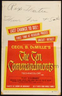 3e948 TEN COMMANDMENTS WC '56 Cecil B. DeMille classic, last chance to see it uncut & intact!