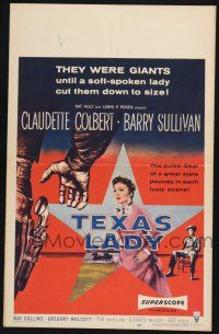 3e952 TEXAS LADY WC '55 they were giants until soft-spoken Claudette Colbert cut them down to size!