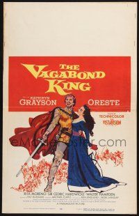 3e974 VAGABOND KING WC '56 cool art of pretty Kathryn Grayson & Oreste with sword!