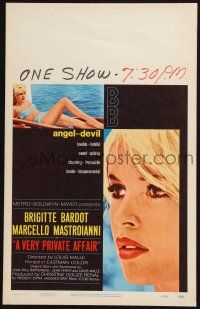 3e976 VERY PRIVATE AFFAIR WC '62 Louis Malle's Vie Privee, sexiest Brigitte Bardot c/u & in bikini