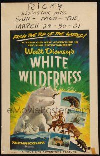 3e986 WHITE WILDERNESS WC '58 Disney, cool art of polar bear & arctic animals on top of world!