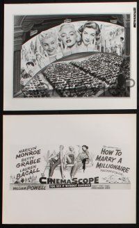 3f405 HOW TO MARRY A MILLIONAIRE 3 8x10 stills '53 art of Marilyn Monroe, Lauren Bacall & Grable!