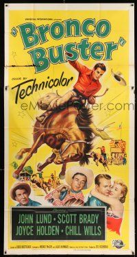 3g612 BRONCO BUSTER 3sh '52 directed by Budd Boetticher, cool artwork of rodeo cowboy on horse!