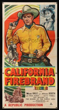 3g619 CALIFORNIA FIREBRAND 3sh '48 great close up art of Monte Hale + riding on horseback!