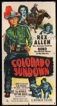 3g635 COLORADO SUNDOWN 3sh '51 full-length art of Rex Allen with gun & Koko the Miracle Horse!