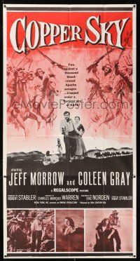 3g639 COPPER SKY 3sh '57 Jeff Morrow trapped under a flaming sky of hate, Apache Indians!