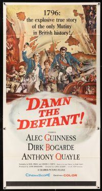 3g648 DAMN THE DEFIANT 3sh '62 art of Alec Guinness & Dirk Bogarde facing a bloody mutiny!