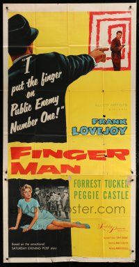 3g681 FINGER MAN 3sh '55 Frank Lovejoy puts the finger on Public Enemy Number One!