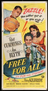 3g691 FREE FOR ALL 3sh '49 Ann Blyth, Robert Cummings turns water into gasoline!