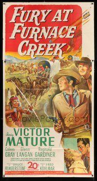 3g698 FURY AT FURNACE CREEK 3sh '48 Victor Mature & Coleen Gray, cool western artwork!
