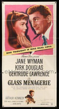 3g708 GLASS MENAGERIE 3sh '50 Jane Wyman thinks she loves Kirk Douglas, Tennessee Williams!