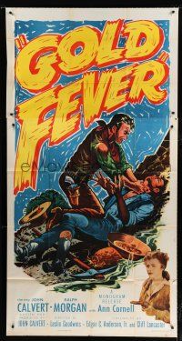 3g711 GOLD FEVER 3sh '52 John Calvert, Ralph Morgan, cool color art of cowboys fighting!
