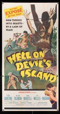 3g729 HELL ON DEVIL'S ISLAND 3sh '57 Rex Ingram, men turned into beasts by a lash of fear!
