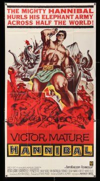 3g720 HANNIBAL 3sh '60 artwork of barechested warrior Victor Mature, Edgar Ulmer directed!