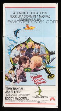 3g731 HELLO DOWN THERE 3sh '69 Tony Randall & Janet Leigh wacky ocean sci-fi rock & roll comedy!