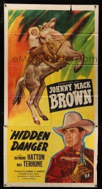 3g737 HIDDEN DANGER 3sh '48 full-length Johnny Mack Brown on rearing horse & close up with gun!