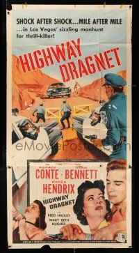 3g741 HIGHWAY DRAGNET 3sh '54 Richard Conte, Joan Bennett, Las Vegas manhunt for thrill-killer!