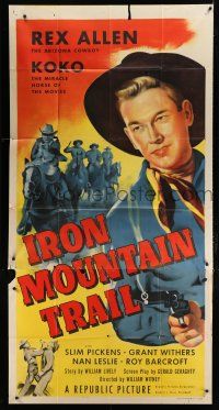 3g763 IRON MOUNTAIN TRAIL revised 3sh '53 great close up art of cowboy Rex Allen with smoking gun!