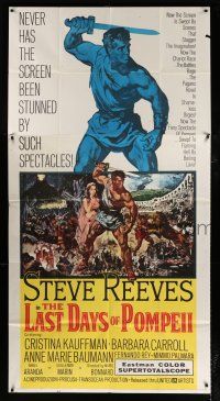 3g779 LAST DAYS OF POMPEII 3sh '60 art of mighty Steve Reeves in the fiery summit of spectacle!