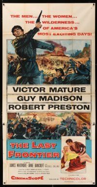 3g780 LAST FRONTIER 3sh '55 art of man of the forest Victor Mature choking Native American chief!