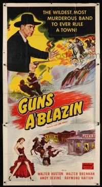 3g782 LAW & ORDER 3sh R50 Walter Huston, Lois Wilson, wild murderous band, Guns A'Blazin!