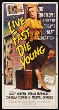 3g793 LIVE FAST DIE YOUNG 3sh '58 classic artwork image of bad girl Mary Murphy on street corner!