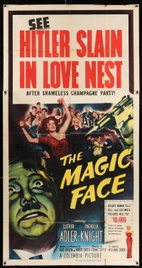 3g804 MAGIC FACE 3sh '51 Luther Adler as Hitler slain in love nest after champagne party!
