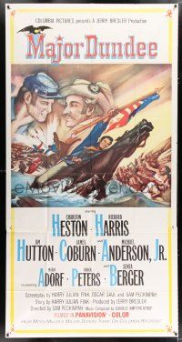 3g806 MAJOR DUNDEE 3sh '65 Sam Peckinpah, Charlton Heston, Civil War battle art by Rehberger!