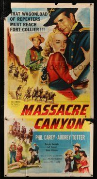 3g815 MASSACRE CANYON 3sh '54 Phil Carey & Audrey Totter against the great Apache rebellion!