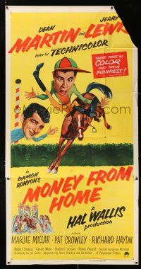 3g821 MONEY FROM HOME 3sh '54 3-D, wacky art of Dean Martin & horse jockey Jerry Lewis!