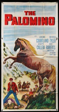 3g848 PALOMINO 3sh R56 Jerome Courtland, Beverly Tyler, Joseph Calleia, great horse artwork!