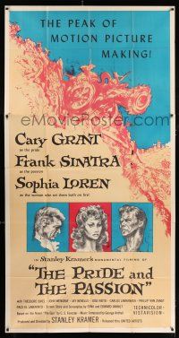 3g859 PRIDE & THE PASSION 3sh '57 Fredenthal art of Cary Grant, Frank Sinatra, sexy Sophia Loren!