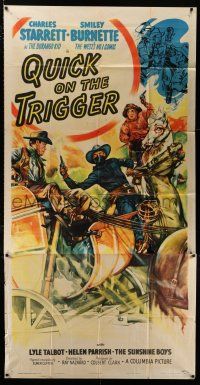 3g861 QUICK ON THE TRIGGER 3sh '48 art of Charles Starrett as The Durango Kid, Smiley Burnette!