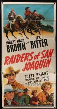 3g863 RAIDERS OF SAN JOAQUIN 3sh '43 Johnny Mack Brown, Tex Ritter, Fuzzy Knight