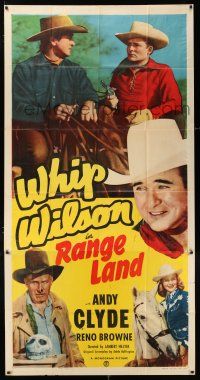 3g865 RANGE LAND 3sh '49 great images of cowboy Whip Wilson & Andy Clyde!