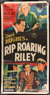 3g873 RIP ROARING RILEY 3sh '35 Lloyd Hughes & other federal men in the war on crime!