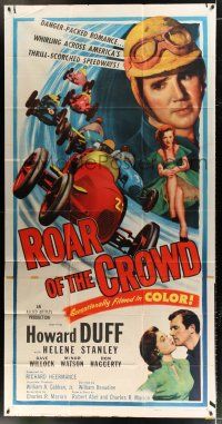 3g874 ROAR OF THE CROWD 3sh '53 great artwork of car racing on thrill-scorched speedways!