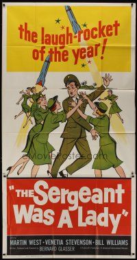 3g887 SERGEANT WAS A LADY 3sh '61 Martin West, wacky artwork of military women chasing after man!