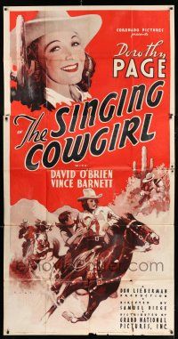 3g897 SINGING COWGIRL 3sh '39 great Kulz art of smiling Dorothy Page & riding on horse!