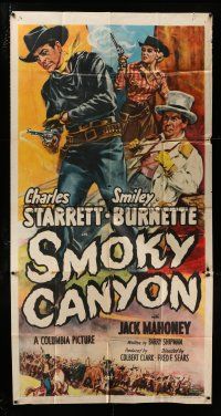 3g900 SMOKY CANYON 3sh '51 art of Charles Starrett as The Durango Kid & Smiley Burnette!