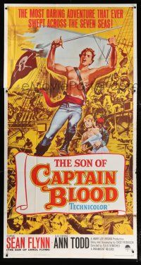 3g906 SON OF CAPTAIN BLOOD 3sh '63 giant full-length image of barechested pirate Sean Flynn!