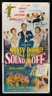 3g909 SOUND OFF 3sh '52 art of excited Mickey Rooney & sexy girls, written by Blake Edwards!