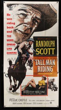 3g936 TALL MAN RIDING 3sh '55 cowboy Randolph Scott & that sexy Battle Cry girl Dorothy Malone!