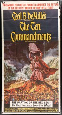 3g937 TEN COMMANDMENTS 3sh R66 Cecil B. DeMille classic, art of Charlton Heston with tablets!