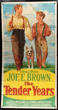 3g940 TENDER YEARS 3sh '48 minister Joe E. Brown hand-in-hand with son & cool Boxer fighting dog!