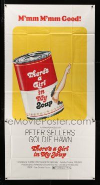 3g943 THERE'S A GIRL IN MY SOUP 3sh '71 Roy Boulting, Goldie Hawn, great Campbells soup can art!